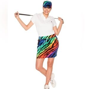 Royal & Awesome Women`s Golf Skort Wild Ones Colorful Animal Print Sz 4